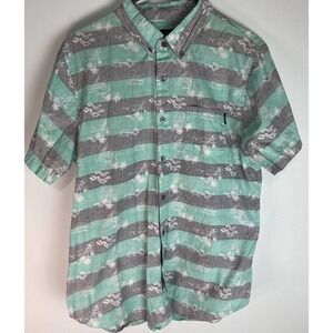 MOLOKAI Surf Tropical Mens Large T Shirt Short Sleeve Button Down Collared Multi